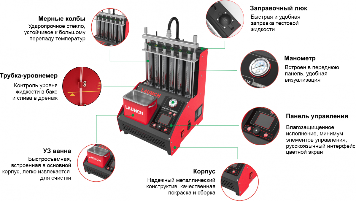 LAUNCH CNC-603A NEW - УСТАНОВКА ДЛЯ ТЕСТИРОВАНИЯ И ОЧИСТКИ ФОРСУНОК