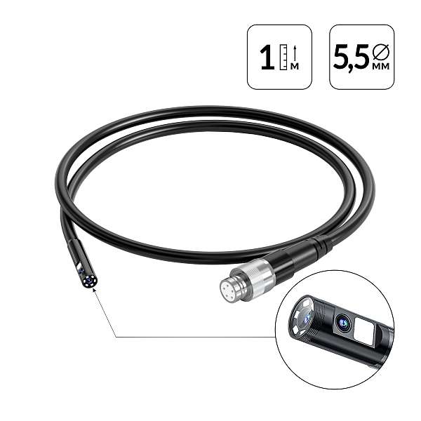 Зонд для видеоэндоскопа iCartool IC-V112A/B/C, 2 камеры, 1м, 5.5 мм iCartool IC-VP112B55-2 фото