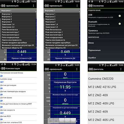 Диагностический сканер Сканматик 2 USB + BlueTooth (Scanmatik) - Отображение параметров диагностики планшетами на  базе ОС Android