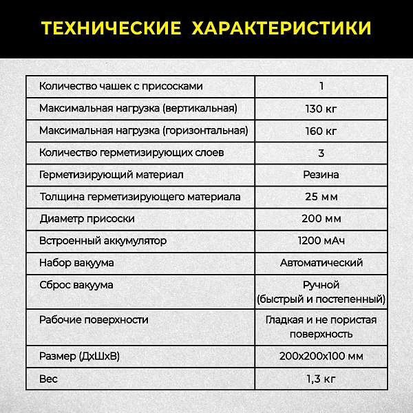 Присоска вакуумная аккумуляторная TECHNICOM TC-F170