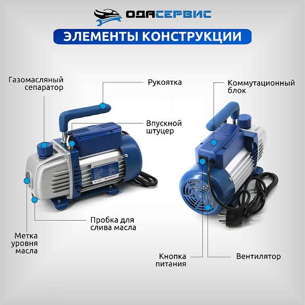 Одноступенчатый вакуумный насос 60 л/мин ОДА Сервис ODA-VP60