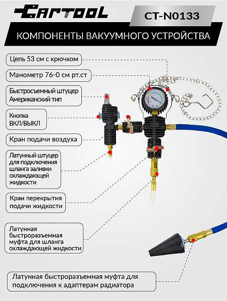 Набор для проверки герметичности системы охлаждения 28 предметов Car-Tool CT-N0133
