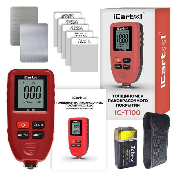 Толщиномер лакокрасочных покрытий iCartool IC-T100