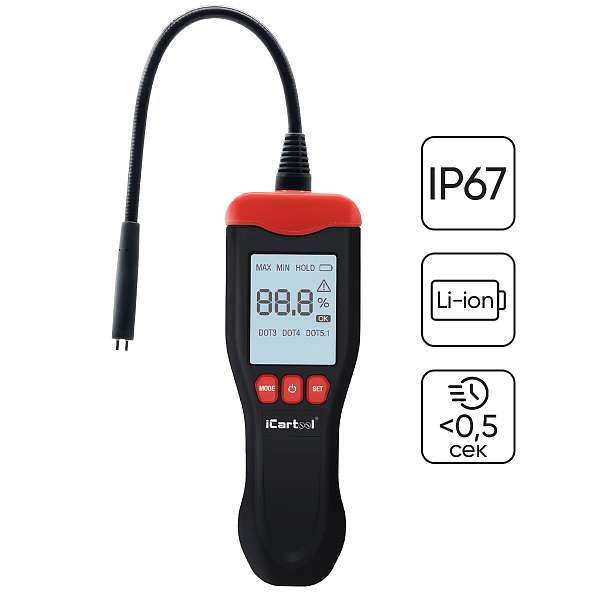 Электронный тестер тормозной жидкости на аккумуляторе DOT3, DOT4, DOT5.1 iCartool IC-150 фото